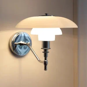 Chrome Adjustable Arm Glass Shade Wall Sconce WA1078 4