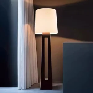 Mid Century Modern Hollow Tapered Metal Standing Lamp with Fabric Shade FL-A037 2