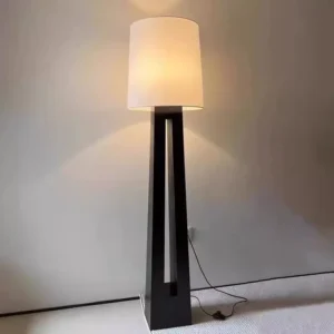 Mid Century Modern Hollow Tapered Metal Standing Lamp with Fabric Shade FL-A037 4