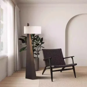Wabi Sabi Slanted Conical Solid Metal Standing Lamp with Fabric Shade FL-A038 1