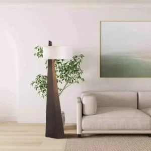 Wabi Sabi Slanted Conical Solid Metal Standing Lamp with Fabric Shade FL-A038 3