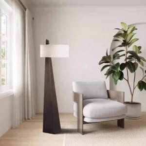 Wabi Sabi Slanted Conical Solid Metal Standing Lamp with Fabric Shade FL-A038 4