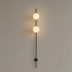 Minimalist Vertical Rod Metal & White Glass Wall Lamp WA1082 4
