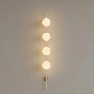 Minimalist Vertical Rod Metal & White Glass Wall Lamp WA1082 6