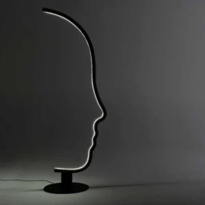 Minimalist Face Profile LED Sculpture Floor Lamp Black Metal Frame FL-A040 1