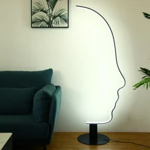 Minimalist Face Profile LED Sculpture Floor Lamp Black Metal Frame FL-A040 3