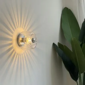 Modern Clear Fluted Glass Wall Lamp for Hotel Corridor Bedroom WA1012 3