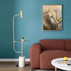 Modern Brass Floor Lamp with Tray White Marble Base Adjustable Spotlight Light FL-A042 2