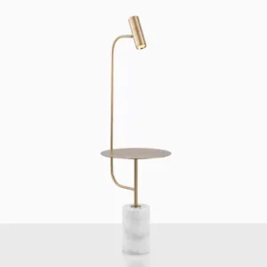 Modern Brass Floor Lamp with Tray White Marble Base Adjustable Spotlight Light FL-A042 3