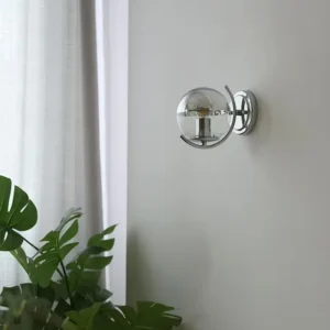 Modern Chrome Curved Clear Glass Globe Wall Sconce WA1087 1