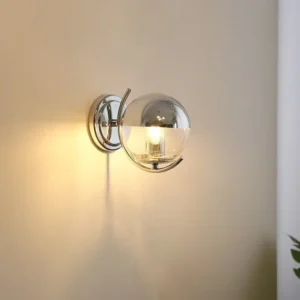 Modern Chrome Curved Clear Glass Globe Wall Sconce WA1087 3