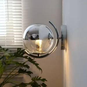 Modern Chrome Curved Clear Glass Globe Wall Sconce WA1087 4