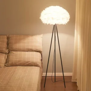 Minimalist Romantic Feather Floor Lamp Black Tripod Frame FL-A045 1