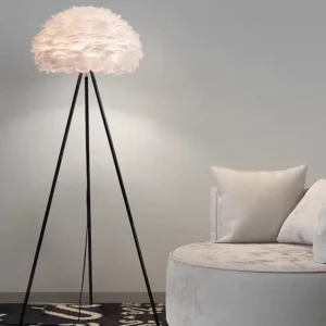 Minimalist Romantic Feather Floor Lamp Black Tripod Frame FL-A045 2