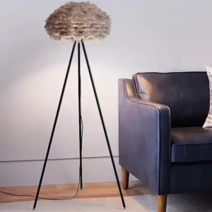 Minimalist Romantic Feather Floor Lamp Black Tripod Frame FL-A045 3