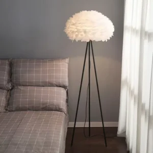 Minimalist Romantic Feather Floor Lamp Black Tripod Frame FL-A045 5