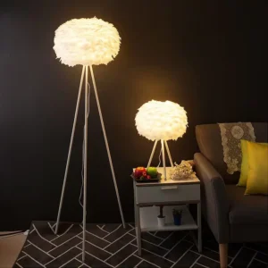 Minimalist Romantic Feather Floor Lamp Black Tripod Frame FL-A045 4