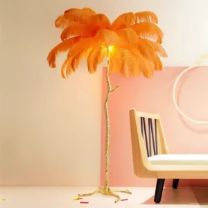 Modern Golden Palm Tree Ostrich Feather Floor Lamp FL-A047 6