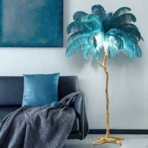Modern Golden Palm Tree Ostrich Feather Floor Lamp FL-A047 1