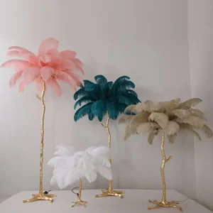 Modern Golden Palm Tree Ostrich Feather Floor Lamp FL-A047 2