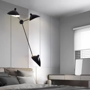 Modern Black Adjustable Swing Arm Metal Wall Mount Light WA1093 1