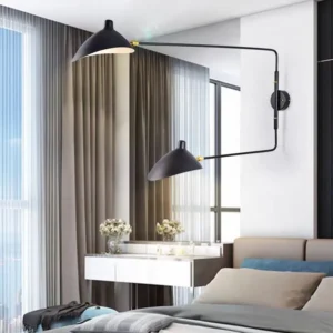 Modern Black Adjustable Swing Arm Metal Wall Mount Light WA1093 11