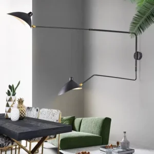 Modern Black Adjustable Swing Arm Metal Wall Mount Light WA1093 12