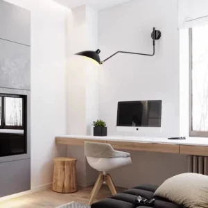 Modern Black Adjustable Swing Arm Metal Wall Mount Light WA1093 5