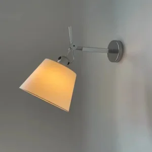 Modern Chrome Swing Arm Fabric Shade Wall Sconce WA1097 3