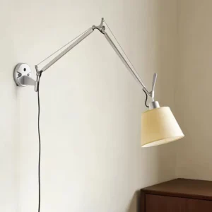 Modern Chrome Swing Arm Fabric Shade Wall Sconce WA1097 4