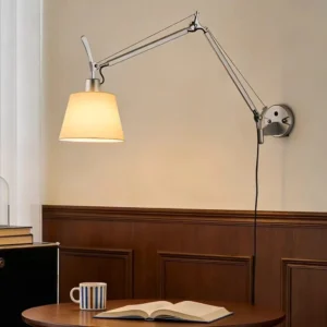 Modern Chrome Swing Arm Fabric Shade Wall Sconce WA1097 5