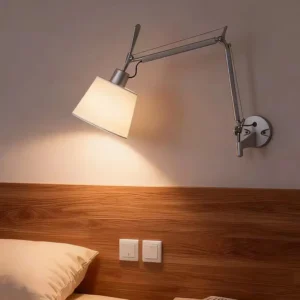 Modern Chrome Swing Arm Fabric Shade Wall Sconce WA1097 6