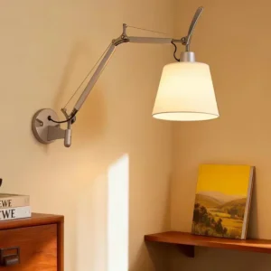 Modern Chrome Swing Arm Fabric Shade Wall Sconce WA1097 7