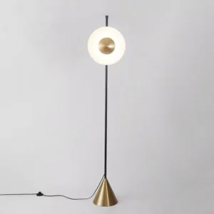Mid Century Circular Halo Floor Lamp Conical Brass Base Lamp FL-A054 2