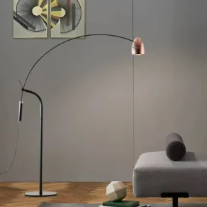 Minimalist Over Sofa Curved Arm Floor Lamp with Copper Shade FL-A061 2