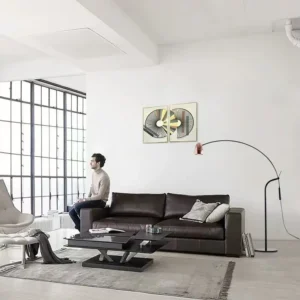 Minimalist Over Sofa Curved Arm Floor Lamp with Copper Shade FL-A061 4