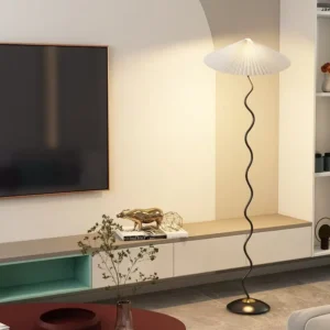 Modern Twist Wave Rod Pleated Fabric Floor Lamp for Living Room FL-A062 1