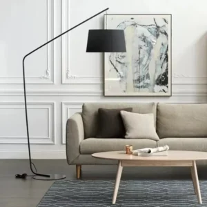 Minimalist Folded Angle Cantilever Fishing Floor Lamp with Black Fabric Shade FL-A063 1