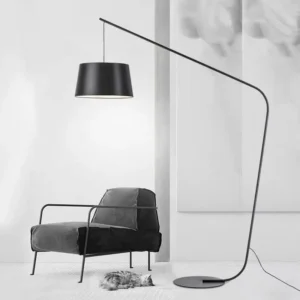Minimalist Folded Angle Cantilever Fishing Floor Lamp with Black Fabric Shade FL-A063 2