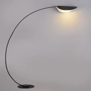 Modern Black Curved Metal LED Floor Lamp with Half Moon Shade FL-A067 4