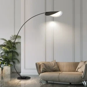 Modern Black Curved Metal LED Floor Lamp with Half Moon Shade FL-A067 1