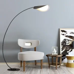 Modern Black Curved Metal LED Floor Lamp with Half Moon Shade FL-A067 2