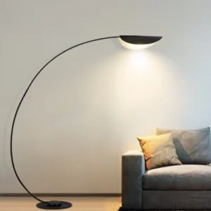 Modern Black Curved Metal LED Floor Lamp with Half Moon Shade FL-A067 3