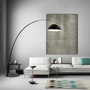 Modern Black Metal Arched Fishing Floor Lamp with Dome Shade FL-A068 4