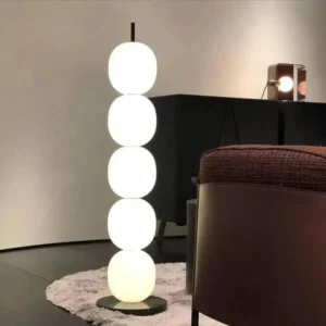 5-Light Milky White Glass Ball Column Floor Lamp with Marble Base FL-A069 1