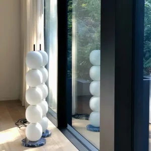 5-Light Milky White Glass Ball Column Floor Lamp with Marble Base FL-A069 2