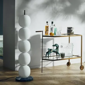 5-Light Milky White Glass Ball Column Floor Lamp with Marble Base FL-A069 3