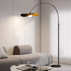 Mid Century Arched Floor Lamp with Leaf Shade FL-A071 2