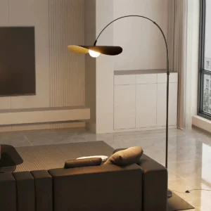 Mid Century Arched Floor Lamp with Leaf Shade FL-A071 3
