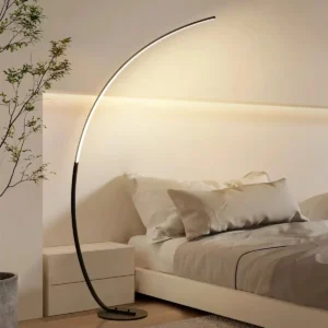 Modern C-Shaped Curved LED Strip Arch Floor Lamp with Round Base FL-A072 2